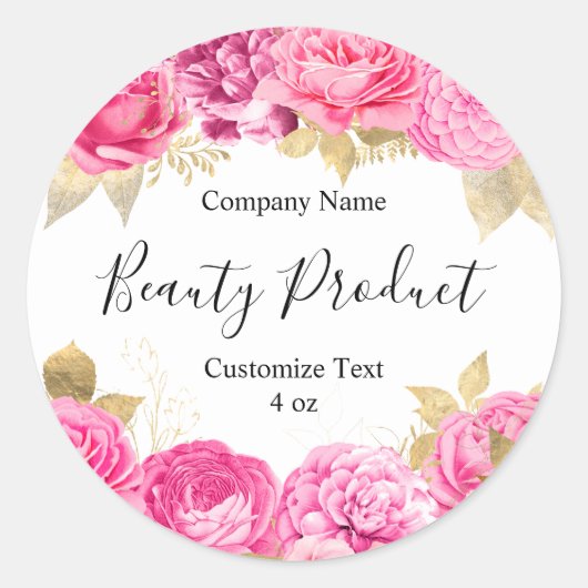 Roze Floral Beauty Cosmetic Spa Product Label (Voorkant)