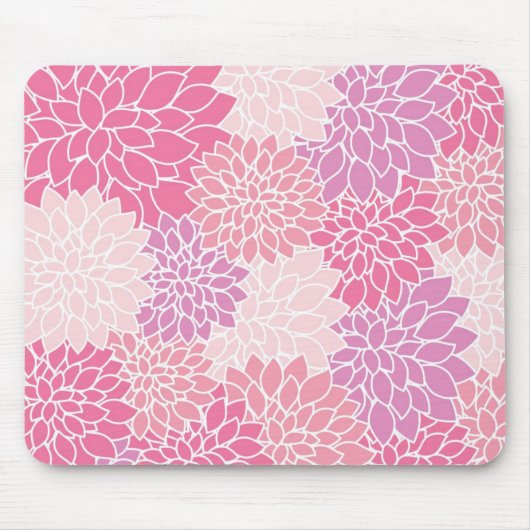 Roze Floral bedrukt Mousepad Muismat (Voorkant)