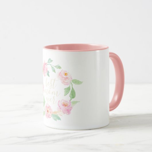 Roze Floral Best Mam Ever Moederdag Gift Mok (Voorkant rechts)