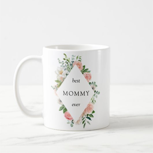 Roze Floral beste mama ooit Koffiemok (Links)