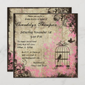 Roze Floral Birdcage Bridal Shower Kaart (Voorkant / Achterkant)