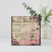 Roze Floral Birdcage Bridal Shower Kaart (Staand voorkant)