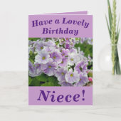 Roze Floral Birthday-kaart voor nicht Kaart (Voorkant)