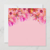 Roze Floral Birthday Party Invitation Kaart (Achterkant)