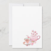 Roze Floral Birthday Tea Party Invitation Kaart (Achterkant)