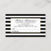 Roze Floral Black en White Striped Reference Visitekaartje (Achterkant)