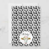Roze Floral Black Koe Afdrukken Baby shower Koe He Kaart (Achterkant)