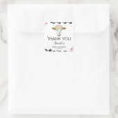 Roze Floral Black Koe Print Baby shower Vierkante Sticker (Tas)