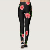 Roze Floral Black Leggings (Achterkant)