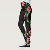 Roze Floral Black Leggings (Links)