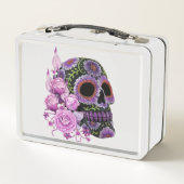 Roze Floral Black Sugar Skull Day of the Dead (Achterkant)