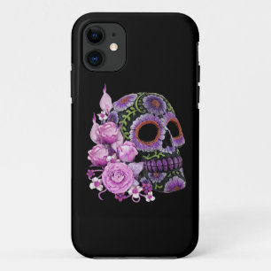Roze Floral Black Sugar Skull Day of the Dead Case-Mate iPhone Case