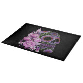 Roze Floral Black Sugar Skull Day of the Dead Snijplank (Hoek)