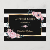Roze Floral Black Vrijgezellenfeest Recipcard Briefkaart (Voorkant)