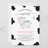 Roze Floral Black White Grey Koe Afdrukdag Kaart (Voorkant)