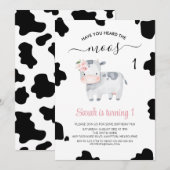 Roze Floral Black White Grey Koe Afdrukdag Kaart (Voorkant / Achterkant)