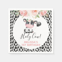 Roze Floral Black White Koe Afdrukdag feest