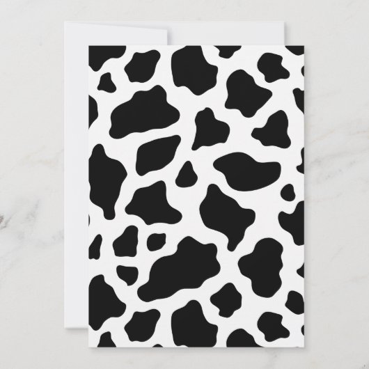 Roze Floral Black White Koe Afdrukken 1e verjaarda Kaart (Achterkant)