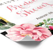 Roze Floral Black White Stripes Vrijgezellenfeest  Poster (Hoek)