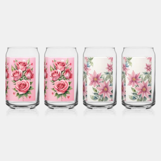  roze Floral Blikvorm Glas (Achterkant)