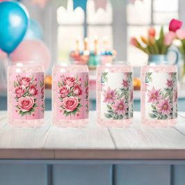 roze Floral Blikvorm Glas