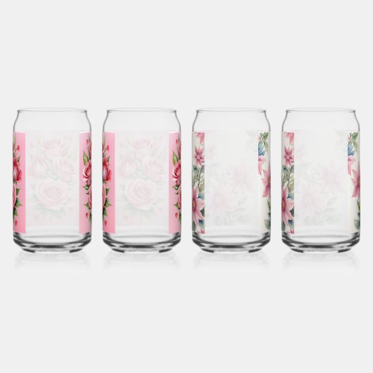  roze Floral Blikvorm Glas (Rechts)