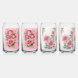  roze Floral Blikvorm Glas