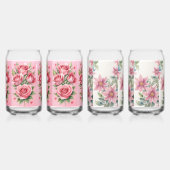  roze Floral Blikvorm Glas (Links)