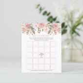 Roze Floral Blooms Baby shower Bingo Kaart (Staand voorkant)