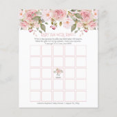 Roze Floral Blooms Baby shower Bingo Kaart (Voorkant)