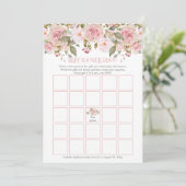 Roze Floral Blooms Baby shower Bingo Kaart (Staand voorkant)