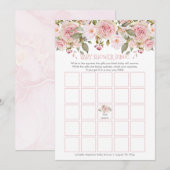 Roze Floral Blooms Baby shower Bingo Kaart (Voorkant / Achterkant)