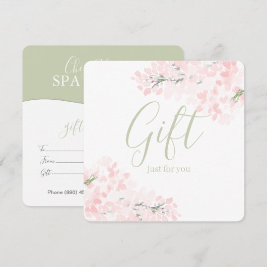 Roze Floral Blossom Gift Certificates (Voorkant / Achterkant)