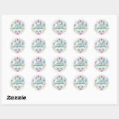 Roze Floral Blue Berry WreatWaterverf Name Ronde Sticker (Vel)