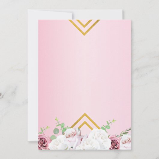 Roze Floral Blush Gold geometric Save The Date (Achterkant)