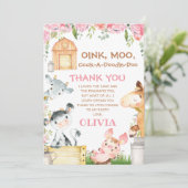 Roze Floral Boerderij Barnyard Birthday Hartelijk  Kaart (Staand voorkant)