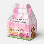 Roze Floral Boerderij Barnyard Birthday Party Favo Bedankdoosjes (Achterkant)