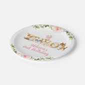Roze Floral Boerderij Tweede verjaardag Bord papie (Gekanteld)