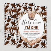 Roze Floral Boho Koe Afdrukhoogte Koe Birthday Kaart (Voorkant / Achterkant)