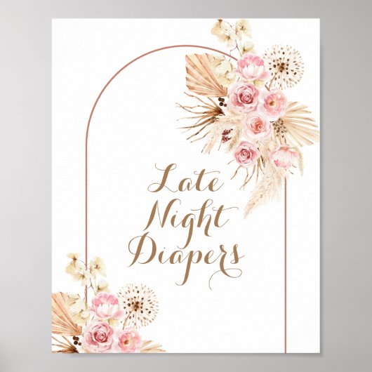 Roze Floral Boho late avond dop Poster (Voorkant)