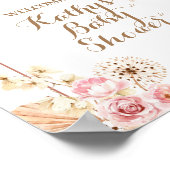 Roze Floral Boho Pampas Baby shower Welkomstteken Poster (Hoek)