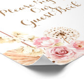 Roze Floral Boho Pampas Gelieve te ondertekenen on Poster (Hoek)