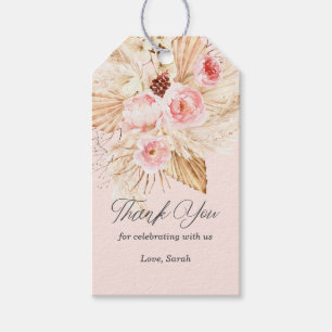 Roze floral boho pampas-grasmeisje douche cadeaulabel