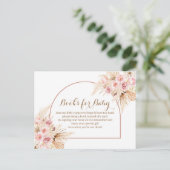 Roze Floral Boho Pampas Grass Boeken voor baby Uitnodiging Briefkaart (Staand voorkant)