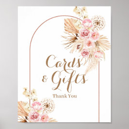 Roze Floral Boho Pampas Grass Cards and Gifts Sign Poster
