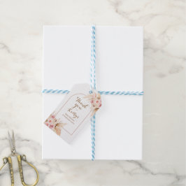 Roze Floral Boho Pampas Grass Dank u Label Cadeaulabel