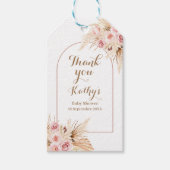 Roze Floral Boho Pampas Grass Dank u Label Cadeaulabel (Voorkant)
