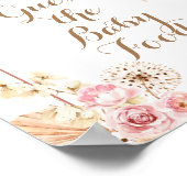 Roze Floral Boho Pampas raad het Baby-bord Poster (Hoek)