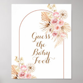 Roze Floral Boho Pampas raad het Baby-bord Poster