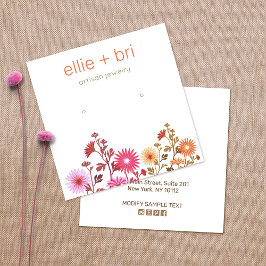  roze Floral Boho Stud Earring Display Vierkante Visitekaartje